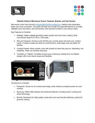 Ultimate Guide to Microwave Ovens Features, Brands, and Top Choices