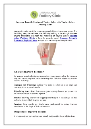 Taylors Lakes Podiatry Clinic - Foot Care Specialists