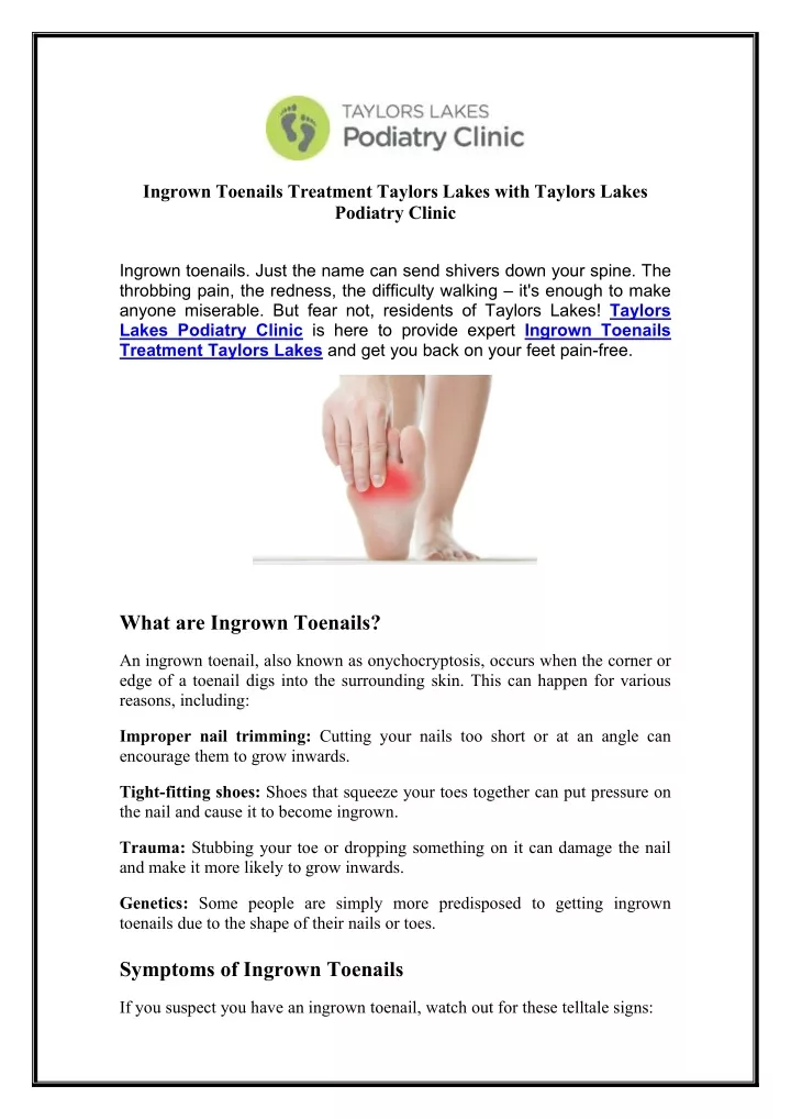 ingrown toenails treatment taylors lakes with