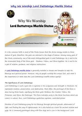 Why We Worship Lord Dattatreya Marble Statue