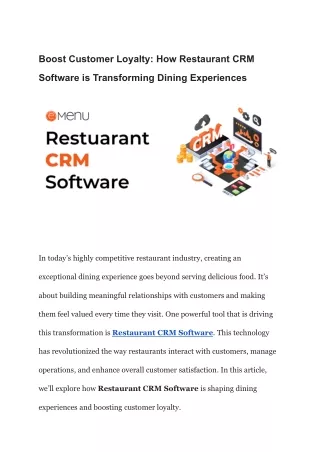 Boost Customer Loyalty: How Restaurant CRM Software is Transforming Dining Exper