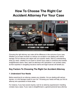 How To Choose The Right Car Accident Attorney For Your Case