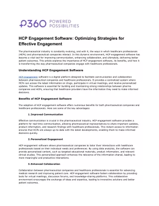 HCP Engagement Software