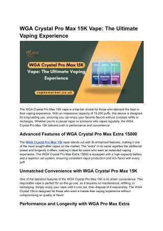 WGA Crystal Pro Max 15K Vape_ The Ultimate Vaping Experience