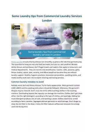 Some Laundry tips from Commercial Laundry Services London