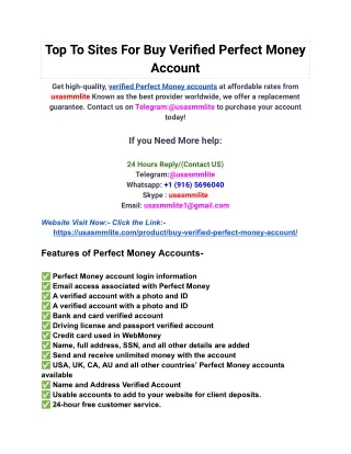 Top To Sites For Buy Verified Perfect Money Account