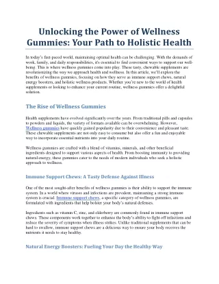 unlocking the power of wellness gummies your path