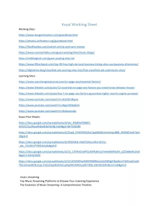 koyal workiing sheet