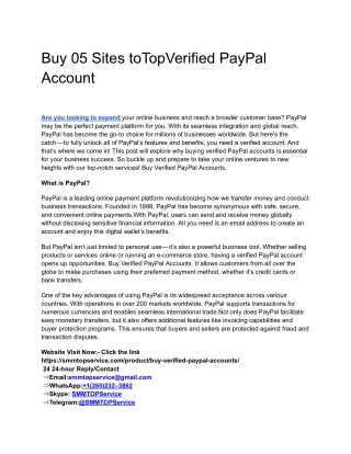 Buy 05 Sites toTopVerified PayPal Account