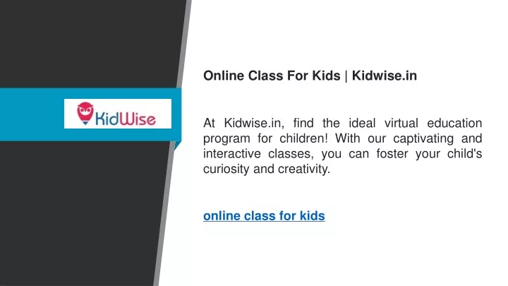 online class for kids kidwise in at kidwise