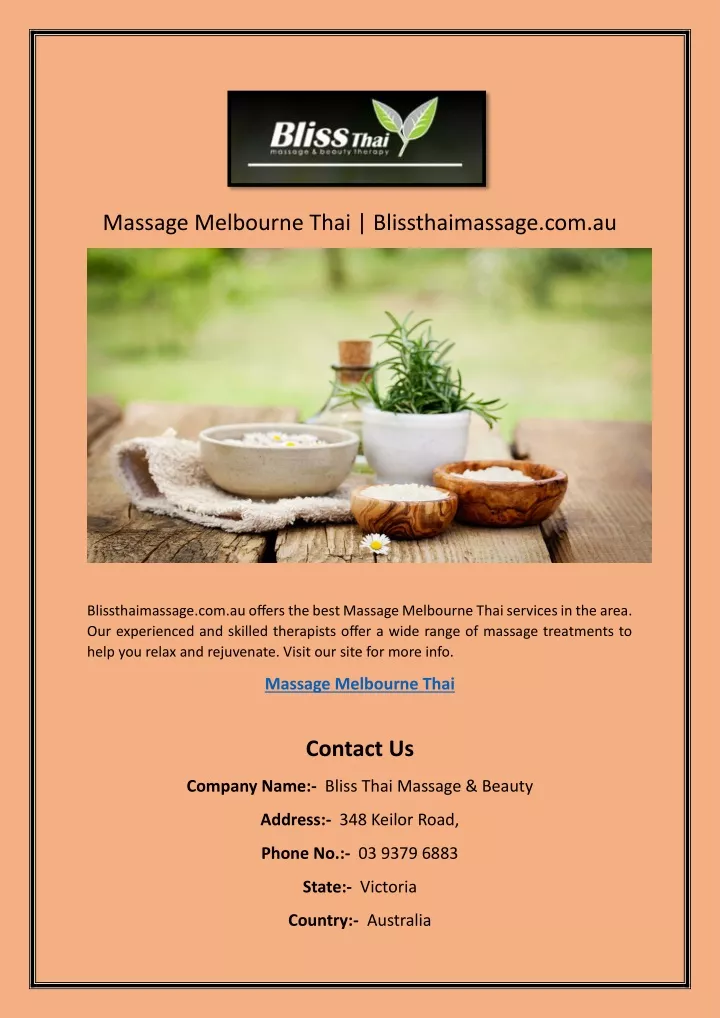 massage melbourne thai blissthaimassage com au