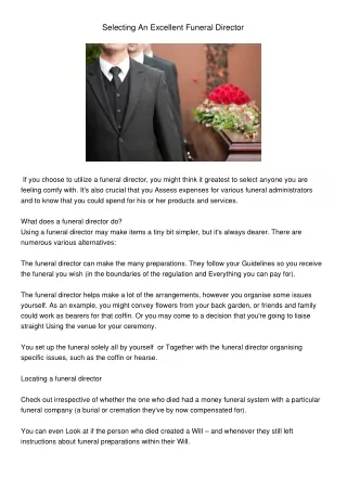 selecting an excellent funeral director