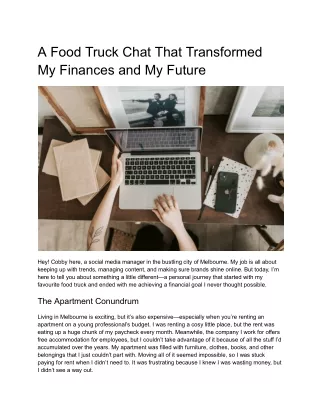 A Food Truck Chat That Transformed My Finances and My Future