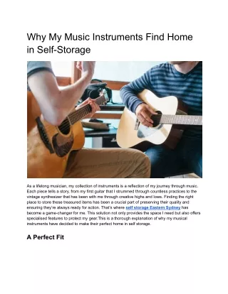 why my music instruments find home in self storage