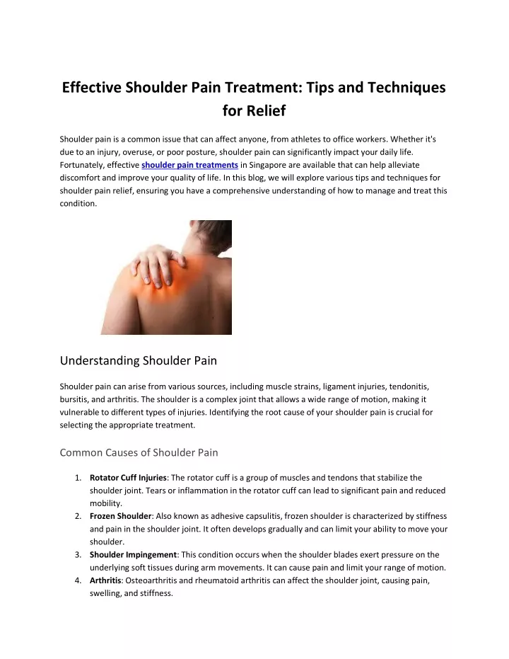 effective shoulder pain treatment tips