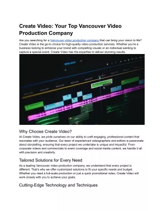 Create Video_ Your Top Vancouver Video Production Company