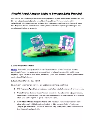starzbet resmi adresine eri starzbet resmi