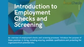 Introduction to Employment Checks and Screening