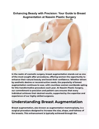 Enhancing Beauty with Precision_ Your Guide to Breast Augmentation at Nassim Plastic Surgery