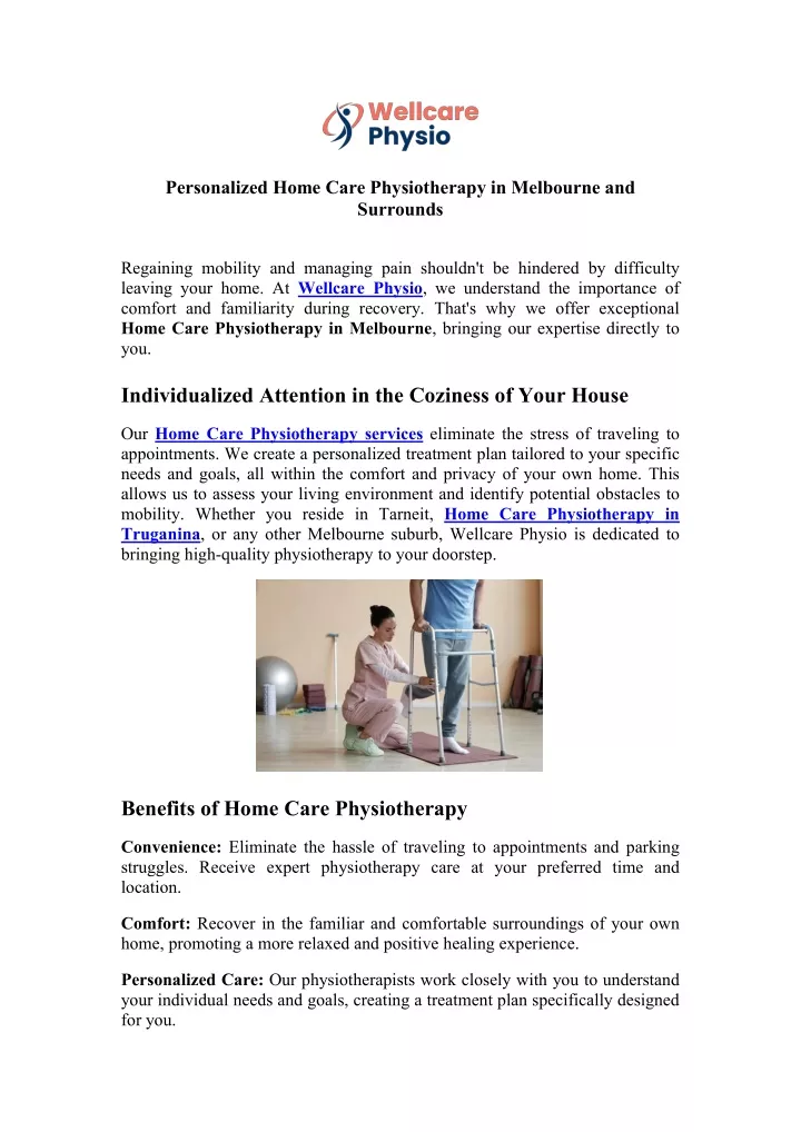 personalized home care physiotherapy in melbourne