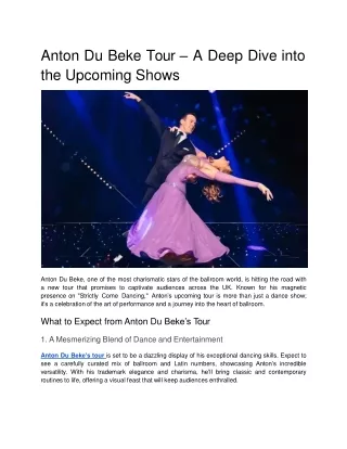 Anton Du Beke Tour – A Deep Dive into the Upcoming Shows