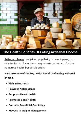 The Health Benefits Of Eating Artisanal Cheese