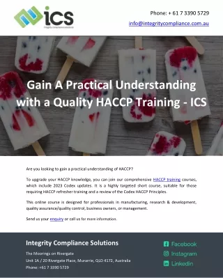 Gain A Practical Understanding with a Quality HACCP Training – ICS