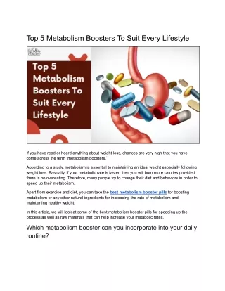 Top 5 Metabolism Boosters To Suit Every Lifestyle