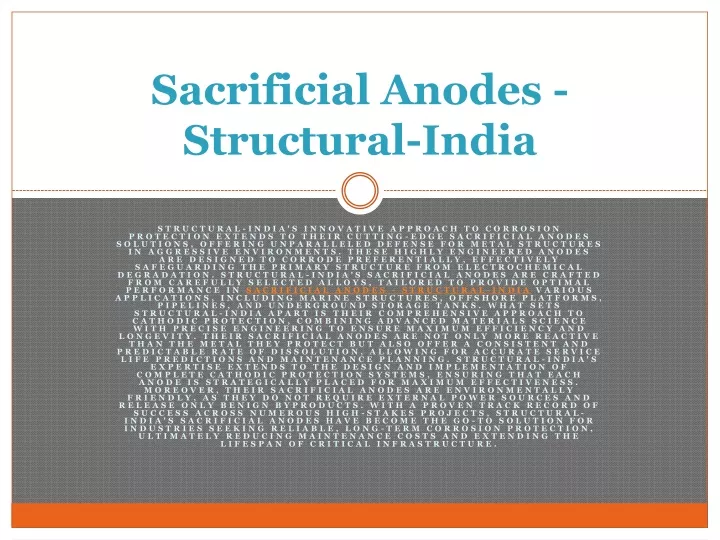 sacrificial anodes structural india