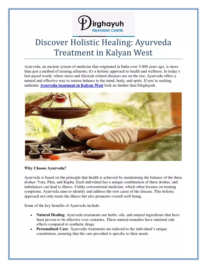 discover holistic healing ayurveda treatment