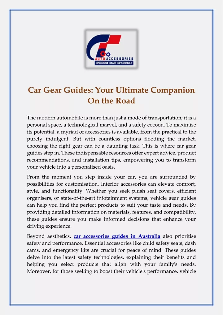 car gear guides your ultimate companion