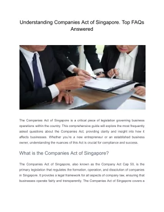 Understanding Companies Act of Singapore