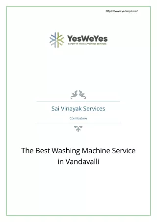 The Best Washing Machine Service in Vandavalli