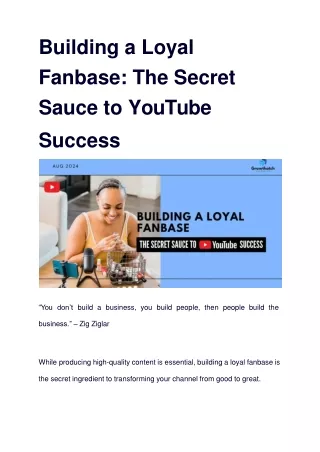 building a loyal fanbase the secret sauce to youtube