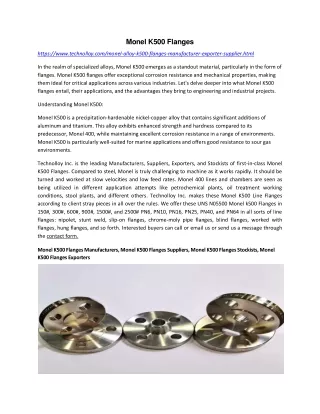 Monel K500 Flanges Manufacturers in India