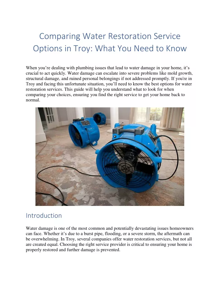 comparing water restoration service options