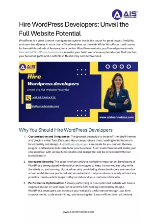 hire wordpress developers unveil the full website
