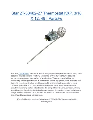 Star 2T-30402-27 Thermostat KXP, 3_16 X 12, 48 _ PartsFe