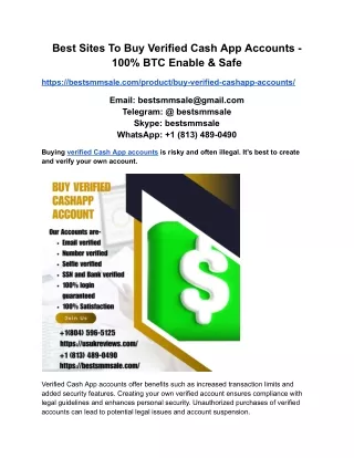 Best Sites To Buy Verified Cash App Accounts - 100% BTC Enable & Safe