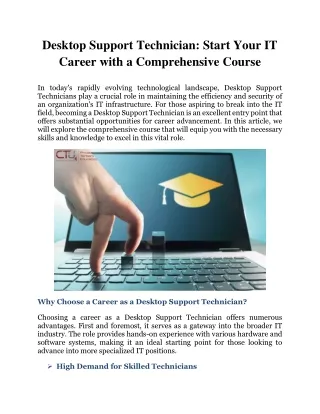 Desktop Support Technician: Start Your IT Career with a Comprehensive Course