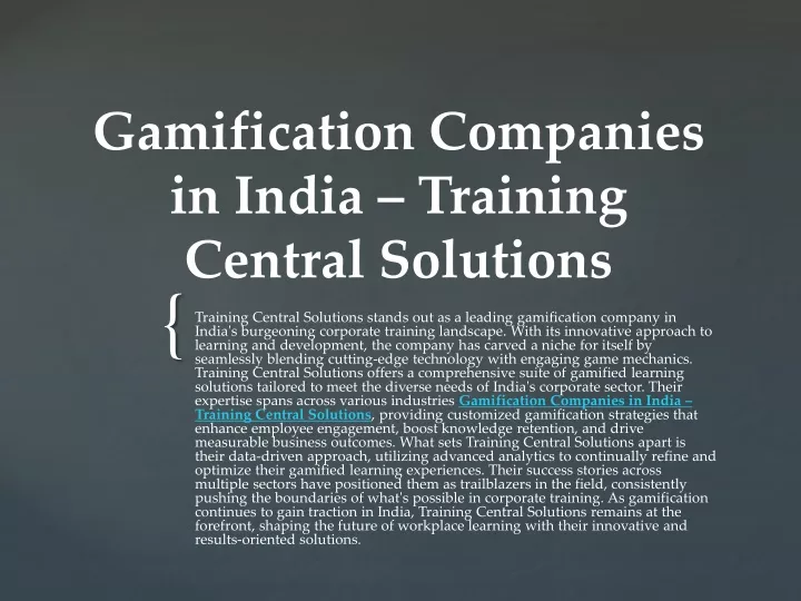 gamification companies in india training central solutions