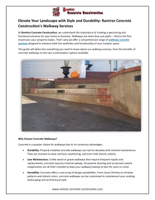 Elevate Your Landscape with Style and Durability: Ramirez Concrete Construction'