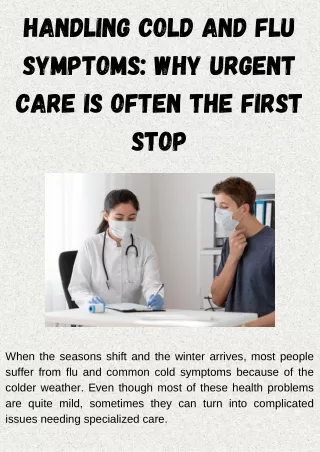 Handling Cold and Flu Symptoms Why Urgent Care is Often the First Stop