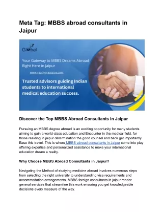 MBBS abroad consultants in Jaipur