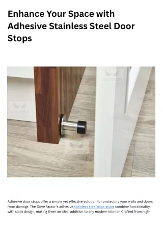 Enhance Your Space with Adhesive Stainless Steel Door Stops