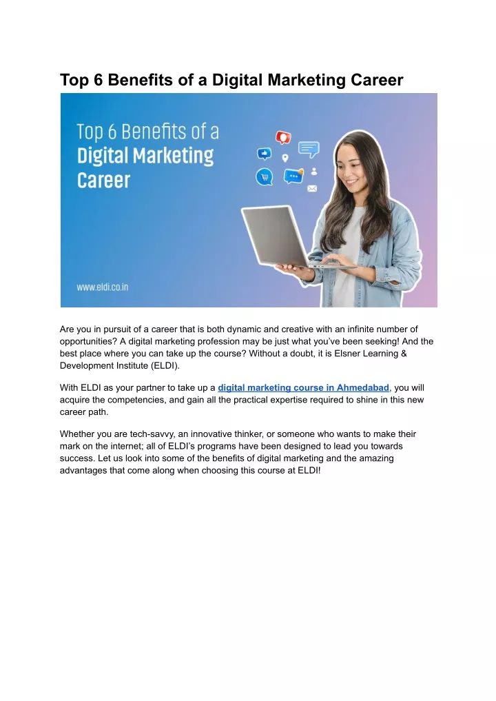 top 6 benefits of a digital marketing career