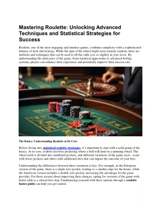 Mastering Roulette: Unlocking Advanced Techniques and Statistical Strategies for