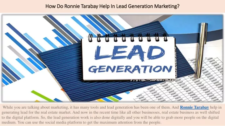 how do ronnie tarabay help in lead generation marketing