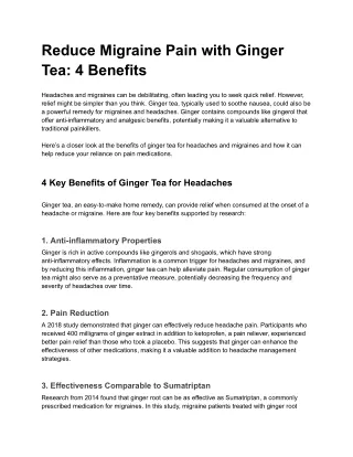Reduce Migraine Pain with Ginger Tea_ 4 Benefits