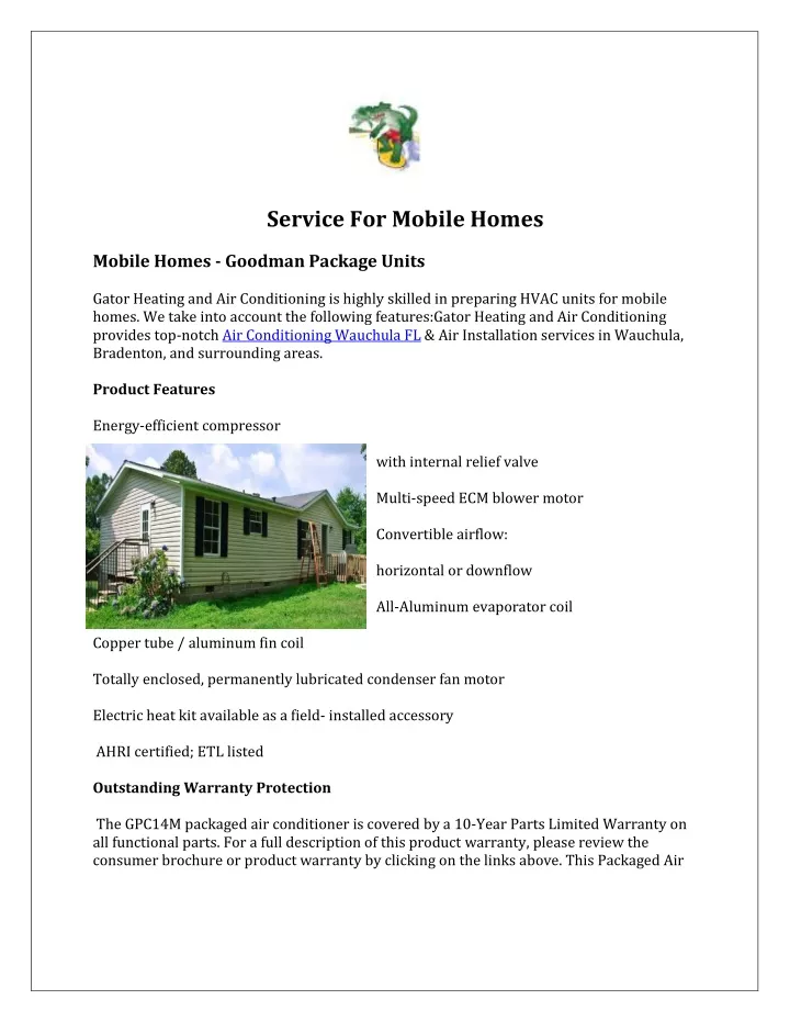 service for mobile homes